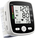 Wrist Blood Pressure Monitor Automatic Blood Pressure Kit Bp Cuff Carrying Case for Home Use 90 Readings Memory 2 User & Large Display, Black CK-W355