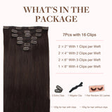 GOO GOO Clip in Hair Extensions Real Human Hair, 20inch 120g 7Pcs, 4A Chocolate Brown, Remy Human Hair Extensions Clip ins for Women, Natural Human Hair