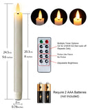 Homemory Waxy Flameless Taper Candles with Remote Timer Dimmer, LED Candlesticks Flickering, Battery Operated Window Candles, 9.6 Inches for Christmas Wedding Celebration Decor, Ivory, 6 Pcs