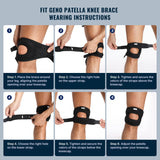 Fit Geno 1-Pack Patella Knee Brace for Knee Pain, Knee Compression Sleeve Knee Brace for Arthritis Pain and Support, Essential Workout Knee Guard Knee Pads for Women and Men