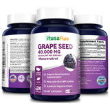 NusaPure Grape Seed Extract 40,000mg per Caps, 200 Vegan Capsules, Standardized, Non-GMO, Gluten Free, Resveratrol