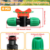 Gardrip 10 Pack Drip Irrigation Valve for 1/2 Inch Drip Tubing (1/2" ID x 0.65" OD)：1/2'' In-line Locked Barbed Ball Valve Drip Line Shut Off Valve Parts In Irrigation System for Garden