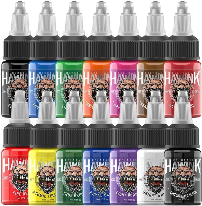 Hawink Tattoo Ink Set 1/2 oz (15ml) Tattoo Supply 14 Colors Pigment Kit Ink USA TI203-15-14