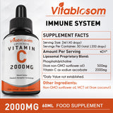 Liposomal Vitamin C 2000mg Liquid for Adults, High Absorption VIT C, Maximize Vitamin C, for Immune System & Antioxidant, 60ML (4 Bottle)