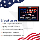 Oligei Trump Yard Signs, Trump 2024 Yard Sign 18" X 12", Trump Yard Signs 2024 Double Sided Fade Resistant, Take America Back Trump Signs for Yard Heavy Duty Metal H-Frames