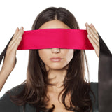 FRESHME 2pcs Silk Bundle Satin Sleep Mask Eye Mask Blindfold - Blockout Light Soft Adjustable Blind Cover Eye Mask, Valentine's Day Gift Double Sides Rose Red & Black+Black 2pc Set