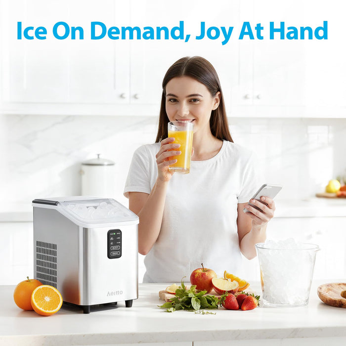 Ice Makers Bullet Ice Ice Makers Countertop 8 Cubes 2 Sizes of Bullet Ice, Portable Machine with Self-Cleaning