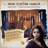 TLPUHU Floating Candles with Wand 20PCs - Halloween Decorations, Magic Hanging Candles with String Flickering Warm Light LED Flameless Candles with Remote for Window Home Bedroom Birthday Party Decor