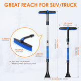 AstroAI 47.2" Ice Scraper and Extendable Snow Scraper for Car Windshield with Foam Grip and 360° Pivoting Brush Head for Christmas Car Auto Truck SUV(Blue)