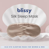 Blissy Silk Sleep Mask - Silk Eye Sleeping Mask for Women & Men for Total Blackout - 100% Pure Mulberry Silk, 22 Momme 6a Fibers - Blindfold Silk Sleep Mask Side Sleeper Eye Cover (Champagne)