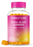 Pink Stork Bloat Gummies - Turmeric and Ginger for Digestion, Detox, Gas, Energy Support, and Immune Health - 60 Spiced Apricot Bloating Supplements