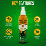 Natrual Mosquito, Gnats & Tick Spray Repellent, 8.5 FL OZ (250ml) Deet Free, Made with Essential Oils, Lasts up to 4 Hours Original (1, 1.7Oz)