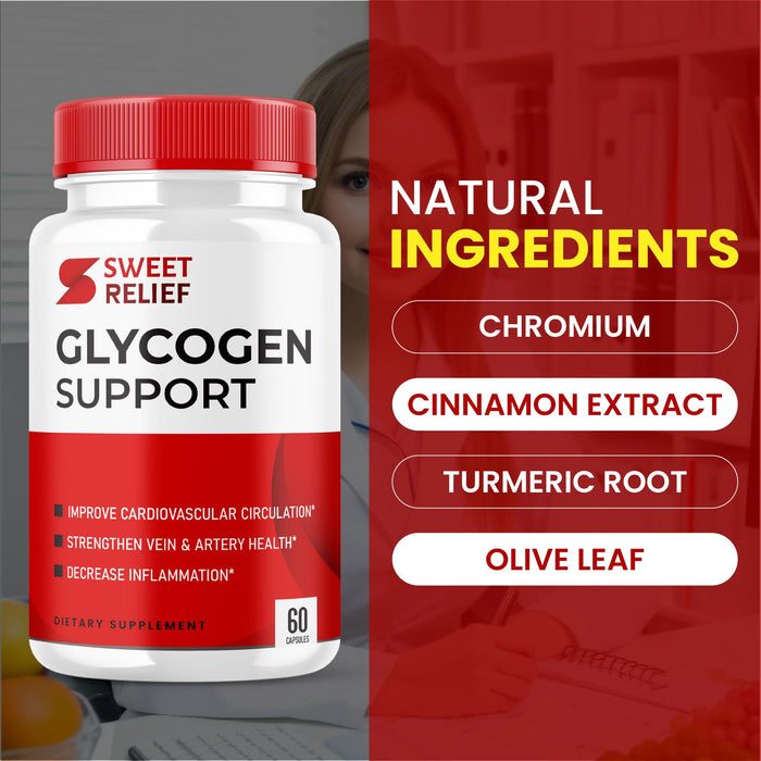 (2 Pack) Sweet Relief Glycogen Support - Official Formula - Sweet Relief Capsules Detox, Joint Support, Prostate Blood Vessel Advanced Strength Glycogen Support Supplement, Sweetrelief (120 Capsules)