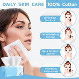 2 Pack Cotton Facial Dry Wipes 100 Count, Deeply Cleansing Disposable Face Towel Cotton Tissue, Multi-Purpose for Skin Care, Make-up Wipes, Face Wipes and Facial Cleansing(200 Count)