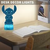 JMMFIDY Stitch Night Lights, Stitch Gifts Children's Room Decoration, Christmas Gifts, Children's Day Gift 3D LED Intelligent Remote Control Stitch Light Stitch Stuff lilo and Stitch Gifts