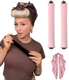 Velvet Heatless Curling Set No Heat Hair Curlers Overnight Curls Blowout Rods Soft Large Foam Hair Rollers to Sleep in for Long Hair Heatless Curling Rod Headband Jumbo Rods Curler - Pink