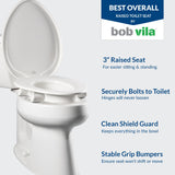 Bemis Assurance 3" Raised Toilet Seat for Seniors, Clean Shield Guard, Secure Hinges, Elongated, White