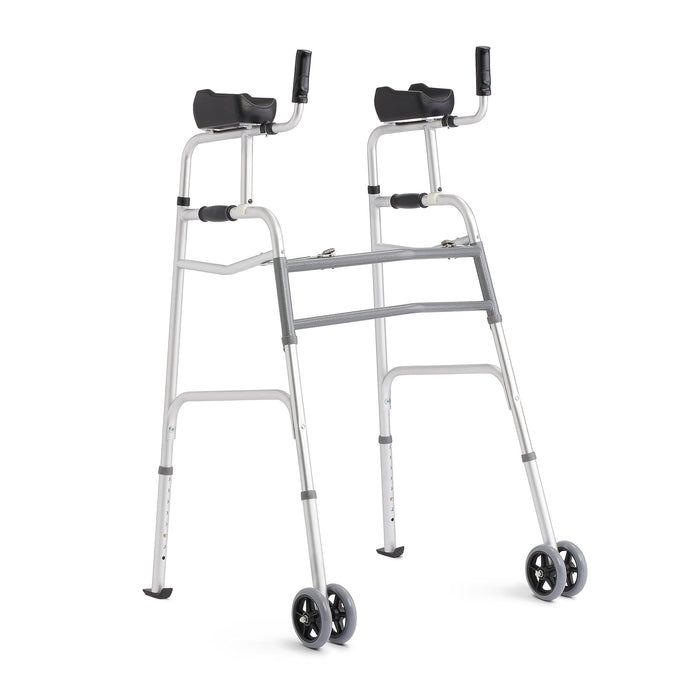 Medline Upright Aluminum Junior Folding Walker – Comfortable, Maneuverable, for Injury, Balance, Posture & Recovery