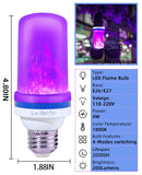 LeiNetfor Smaller LED Purple Flame Light Bulbs -3W Christmas Flickering Light Bulbs with Gravity Sensing, E26 Base Christmas Purple Light Bulb Outdoor, Vintage Flame Bulbs (2 Pack)