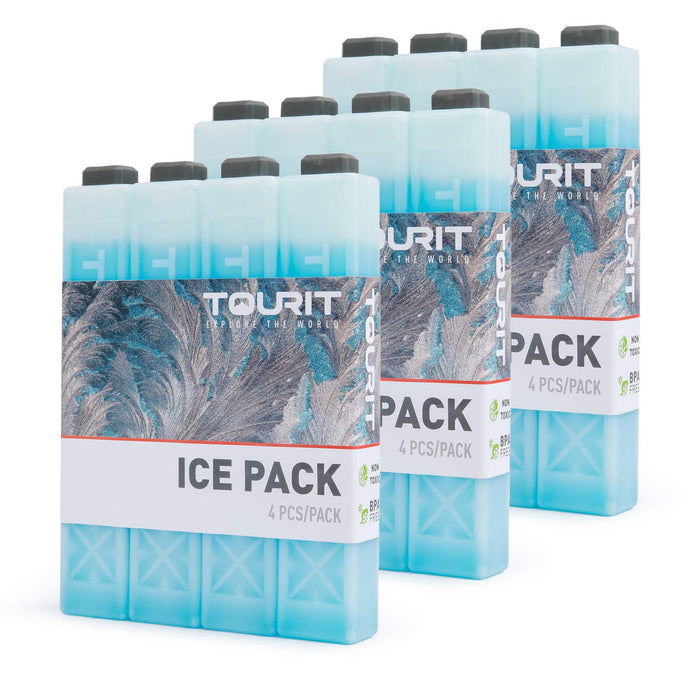 TOURIT Ice Packs for Coolers, 12 Pack Reusable Long Lasting Freezer Packs for Lunch Bags/Boxes, Cooler Backpack, Camping, Beach, Picnics, Fishing and More, Blue