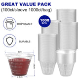 ReliMedPro disposable medicine cups graduated, bulk pack of 1000, 1 oz (30ml) small plastic measuring cup for liquid medication, paint, epoxy, pill and resin