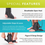 BraceAbility Lace Up Kids Ankle Brace - Pediatric Figure 8 Sprained Foot Support Wrap for Active Youth, Children in Sports, Basketball Protection, Gymnastics, Soccer, and Volleyball (XS)