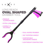 Grabber Reacher Tool 19 Inch Long, Foldable Pick Up Stick - Strong Grip Magnetic Tip - Heavy Duty Trash Picker Claw Reacher Grabber Tool Elderly Wheelchair Mobility Aid (Pink)