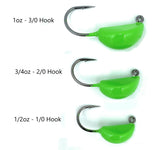 Sheepshead Jig, 2 Pack, Standup Style Jig, Saltwater Fishing Jig, Ultra Tough Powder Coat Finish with 2X Hook, 1/2-2oz Sizes, Multiple Colors, Made in The USA (1oz, Green Pumpkin)