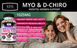 Kaya Naturals Myo & D-Chiro Inositol Plus | PCOS Supplement | Estrogen Supplements, Hormonal Balance & Healthy Ovarian Function Support for Women, Vitamin B8-60 Capsules