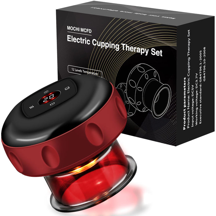 MOCHI MCFD Electric Cupping Therapy Set, Smart Dynamic Cupping Machine Cupping Device Cellulite 3 in 1 Vacuum Therapy Machine Scrapping Cupping Tool, 12 Levels Temperature & Suction