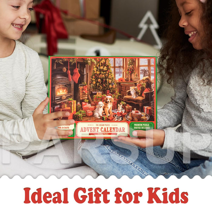 Christmas Advent Calendar 2024 Jigsaw Puzzles - Fireplace 1000 Pieces Holiday Puzzles for Kids and Adults, 27.6 in x 19.7 in, 24 Boxes Puzzle Countdown Calendar to Christmas Family Toys Gift