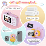 Kids Camera Instant Print for Girls Boys Age 3-12 Kids Toys, 12MP 1080P Kids Digital Cameras Christmas Birthday Gifts for 4 5 6 7 8 9 10 Year Old Girls, Toddler Camera Girls Toys