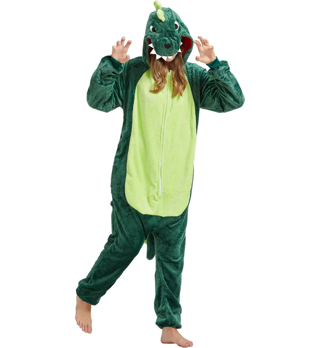 QUCH Adult Onesie Costume-Unisex Animal Onesies for Adults Hallowee Costume, Halloween Onesie Adult Onesie Pajamas for Women Dinosaur XL