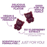 Sambucus Elderberry Gummies – Super Concentrated 35:1 Extract, 120 Count – Vitamin Supplement for Adults, Teens, and Kids – Non-GMO, Gluten-Free