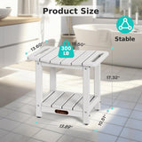 Ciokea Shower Bench for Inside Shower, Waterproof Plastic Shower Stool for Shaving Legs with Storage Shelf, HDPE Shower Bath Tub Benches for Bathroom, Indoor or Outdoor Use