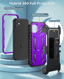 FNTCASE for iPhone 11 Phone Case : with Belt-Clip Holster & Kickstand - Heavy Duty Military Grade Protection Cover Shockproof TPU Shell Rugged Durable Full Protective Phonecase - 6.1 inch Purple