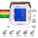 Care Touch Digital Wrist Blood Pressure Monitor for Adults Size 5.5-8.5" for Home Use, Automatic High Blood Pressure Machine with Batteries & Carrying Pouch.