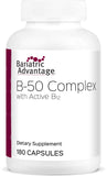 Bariatric Advantage B-50 Complex with Active B12, High Potency Supplement Containing All Essential B Vitamins with Choline, Inositol and PABA - 180 Count