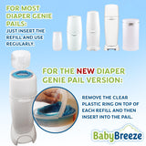 BabyBreeze Diaper Pail Refill Bags Compatible with Playtex Diaper Genie Pails Odor Absorbing Diaper Disposal Trash Bags - 1400 Count (5-Pack)