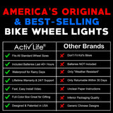 Bike Lights (1 Tire, White) Fun Gift Ideas for Him and Her Presents - Best Unisex Gifts for Adults - Popular Bicycle Decorations for Christmas Top Xmas Bright LED Bulbs for Cool Night Rides