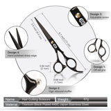 CIICII Hair Cutting Scissors Shears Kit, Professional Hairdressing Scissors Set (Hair Beard Trimming Shaping Grooming Thinning Shears) for Men Women Hairdresser Home Salon Barber Haircut Kit (Black)