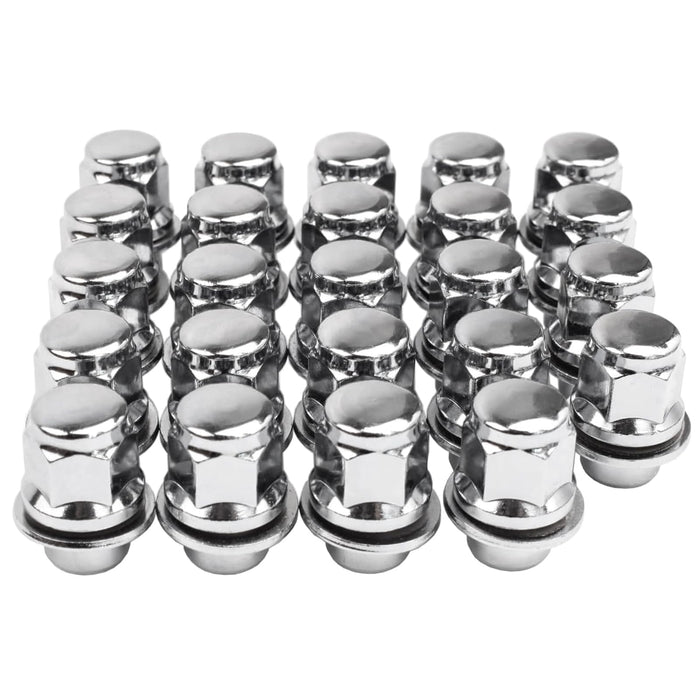 M12x1.5 Lug Nuts with Mag Flat Seat 24 pcs 13/16" 21mm Hex 1.46x1.18 Chrome Wheel Lug Nut Compatible with Tacoma 4Runner FJ Cruiser Corolla