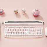 YUNZII ACTTO B503 Wireless Typewriter Keyboard, Retro Bluetooth Aesthetic Keyboard with Integrated Stand for Multi-Device (B503, Baby Pink)