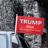 2 Pack Car Flags,Car Flag Donald Trump 2024 Make America Great Outdoor and Car Flag Pole, Car Logo Window Clip Can be Clipped to Most Windows 14 inch Flag Pole and 16 x 10 inch Double Sided Flag