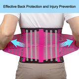 TESETON Back Support Brace Belt for Men & Women, Breathable Lumbar Support Belt, scoliosis back brace, Waist Relax Lower Back Pain & Sciatica Pain Relief with 6 reinforced Bones Pink-M