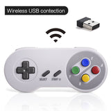 SAFFUN 2 Pack 2.4 GHz Wireless USB Controller Compatible with SNES Games, SNES Retro USB PC Super Classic Controller for Windows PC MAC Linux Genesis Raspberry Pi Retropie (Multicolored Keys)