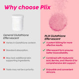 PLIX Glutathione Supplement 500mg Effervescent Tablets with Vitamin C, E and Hyaluronic Acid | Clear Skin with Reduced Dark Spots | 2-Pack