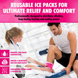 2 Pack Reusable Ice Packs for Injuries Gel, Soothing Flexible Ice Packs for Injuries, Reusable Hot and Cold Pack for Pain Relief, Hot Water Bottles Alternative, Ice Packs Gel (Pink, Regular)