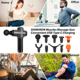 DARKIRON 10-Speed Percussion Muscle Massage Gun Deep Tissue for Athletes - with 15 Massage Heads, Carbon Black