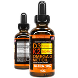 Vitamin D3 K2 Liquid Drops 5000 IU (4oz) Maximum Strength Vitamin D, K, MCT Oil & Omega 3 Bone, Heart, Joint, Muscle Support Supplement. Fast Absorption Formula. 4 in 1 Complex Formula Non-GMO